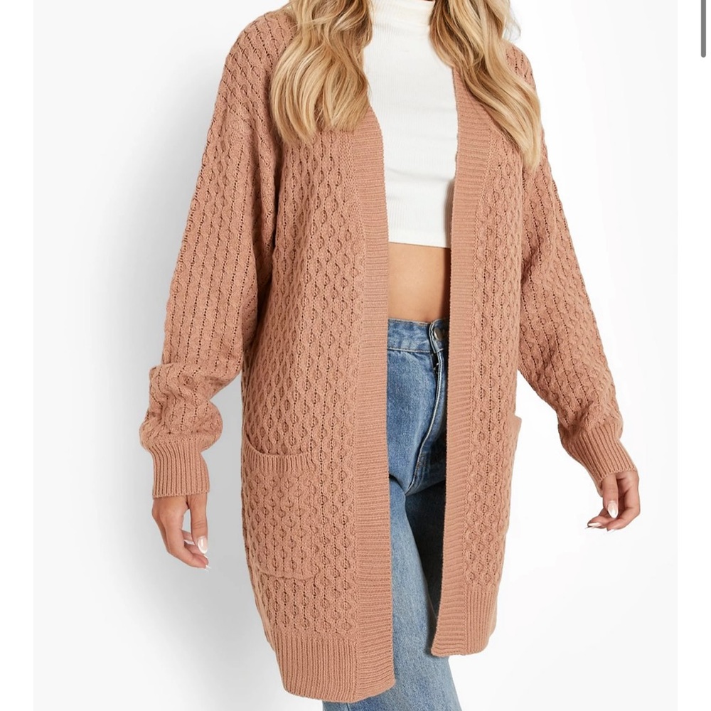 Tan cardigan boohoo
